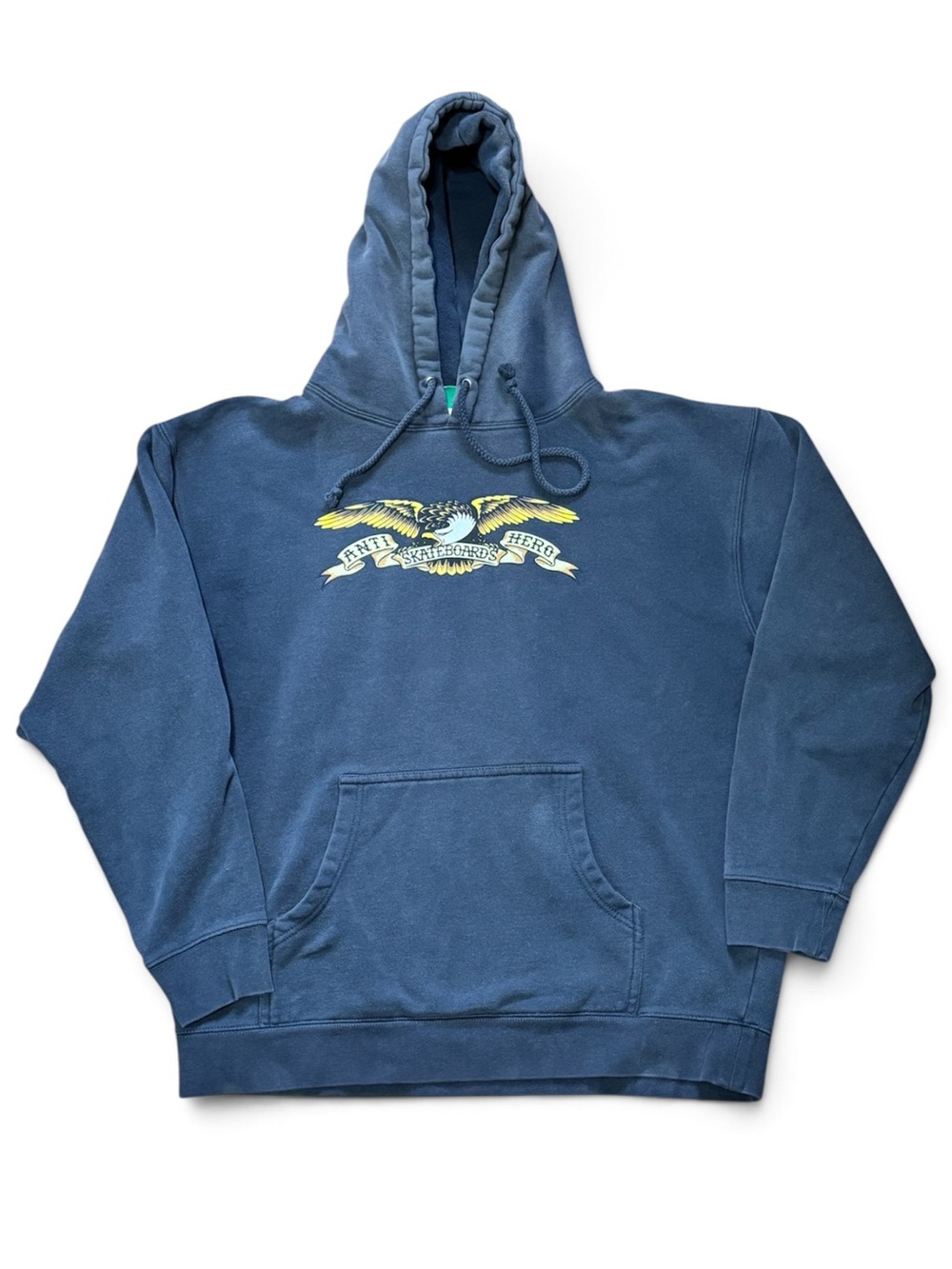Anti Hero Skateboards Men's Blue Logo Pullover Hoodie with Eagle Motif